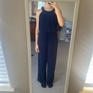 Emma and Michelle navy blue sleeveless jumpsuit